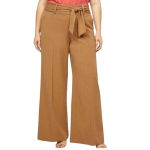 NWT! Lane Bryant Trousers Camel Tan High Waist Self Tie Belt Womens Size 16 NEW